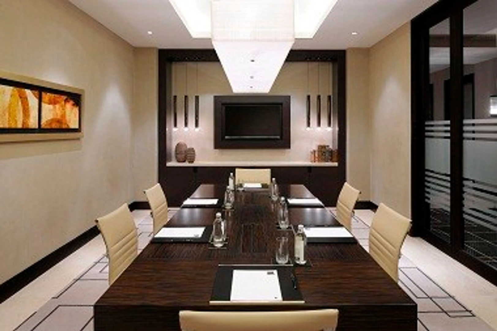 Sophisticated boardroom with modern furnishings, JW Marriott Marquis Dubai.