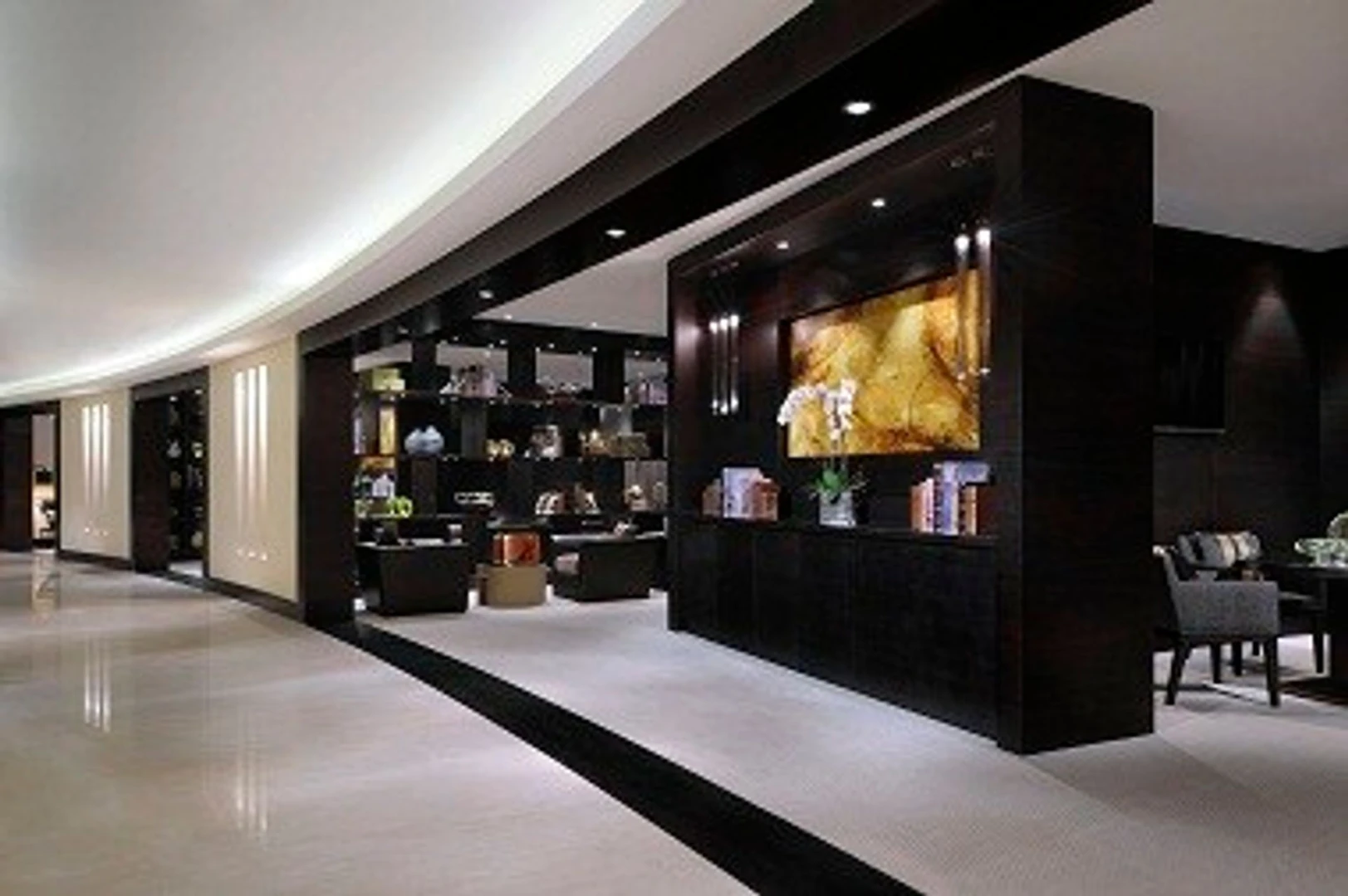 Elegant lobby at JW Marriott Marquis Hotel Dubai with modern decor.