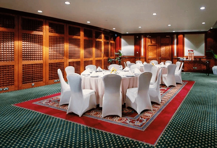 Elegant dining setup at Dubai World Trade Centre, Dubai.