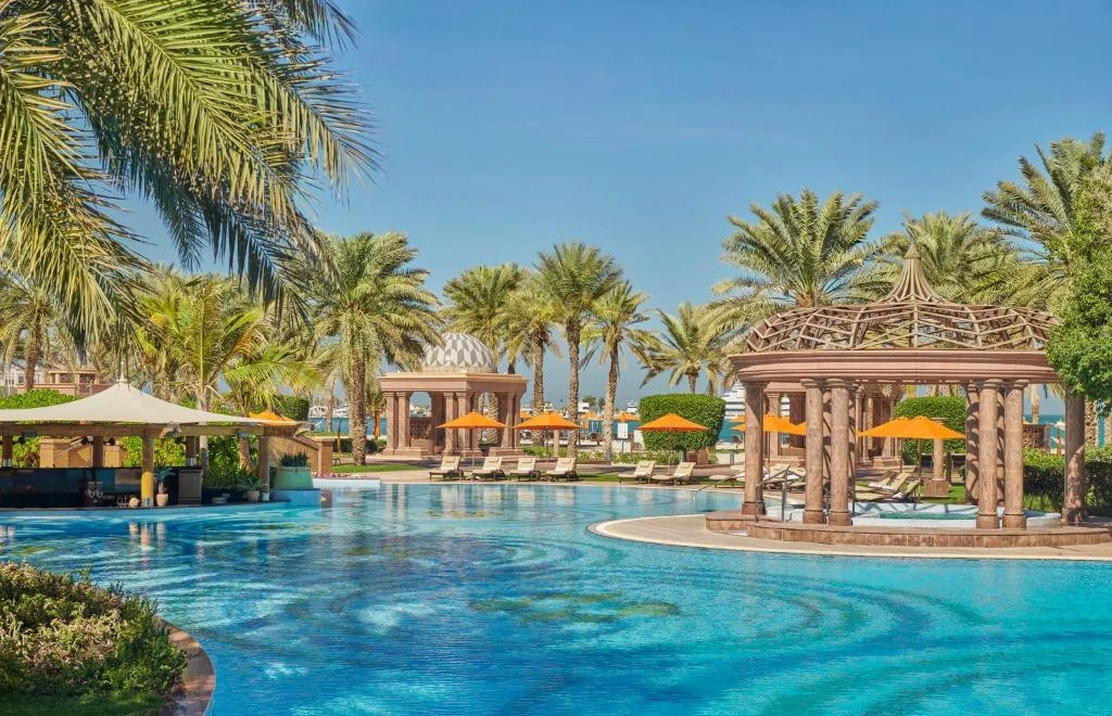 Luxurious poolside at Emirates Palace Mandarin Oriental, Abu Dhabi.