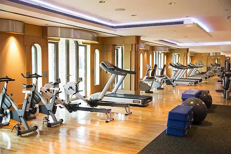 Modern gym with equipment at Emirates Palace, Abu Dhabi.