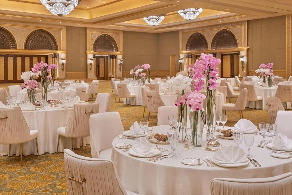 Elegant banquet hall at Emirates Palace Mandarin Oriental, Abu Dhabi.