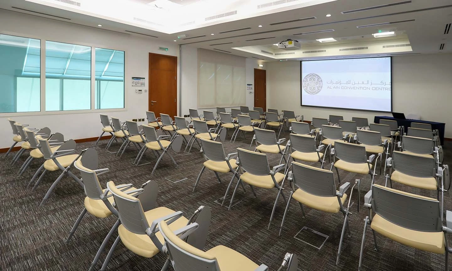 Conference room with chairs, ADNEC Centre Al Ain, Al Ain.