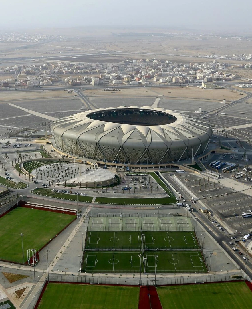 Aerial view of King Abdullah Sport City stadium, Jeddah.